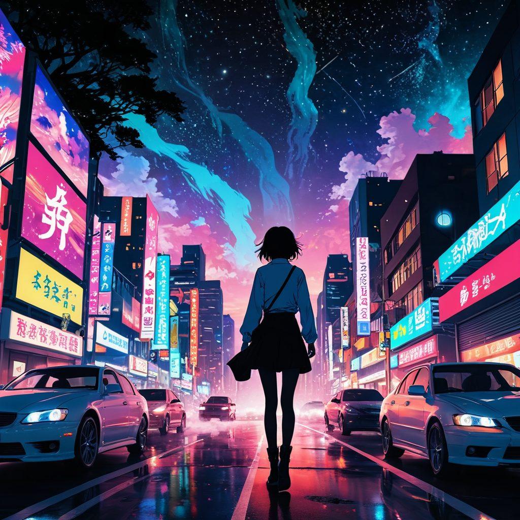 A visually striking blend of vibrant manga panels showcasing bold characters and steamy scenes, transitioning seamlessly into a cinematic frame of a captivating animated scene. The background should have elements representing both traditional and modern anime styles, enriched with subtle hints of NSFW aesthetics while maintaining an artistic allure. Include dynamic motion lines that suggest movement and excitement, all under a night sky filled with stars. vivid colors. super-realistic.